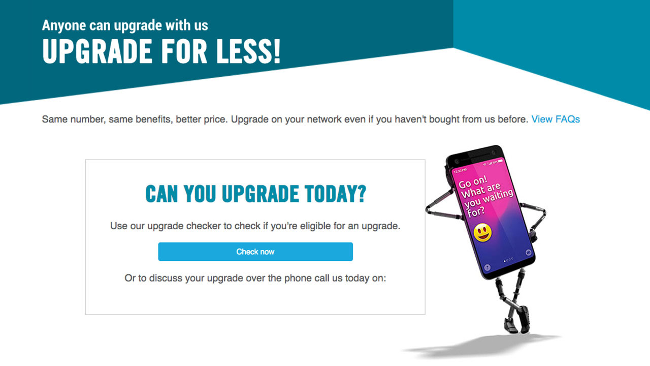 A web advertisement for a mobile phone upgrade.