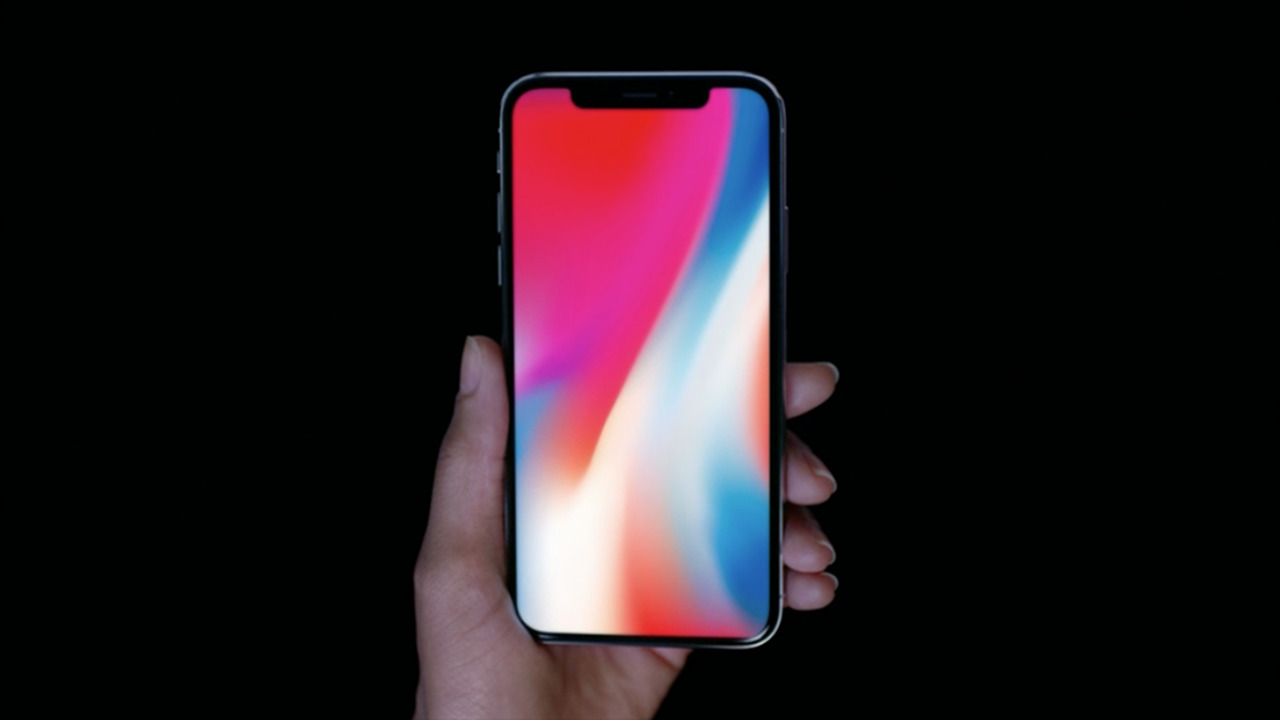 A press release photograph of an Apple iPhone X