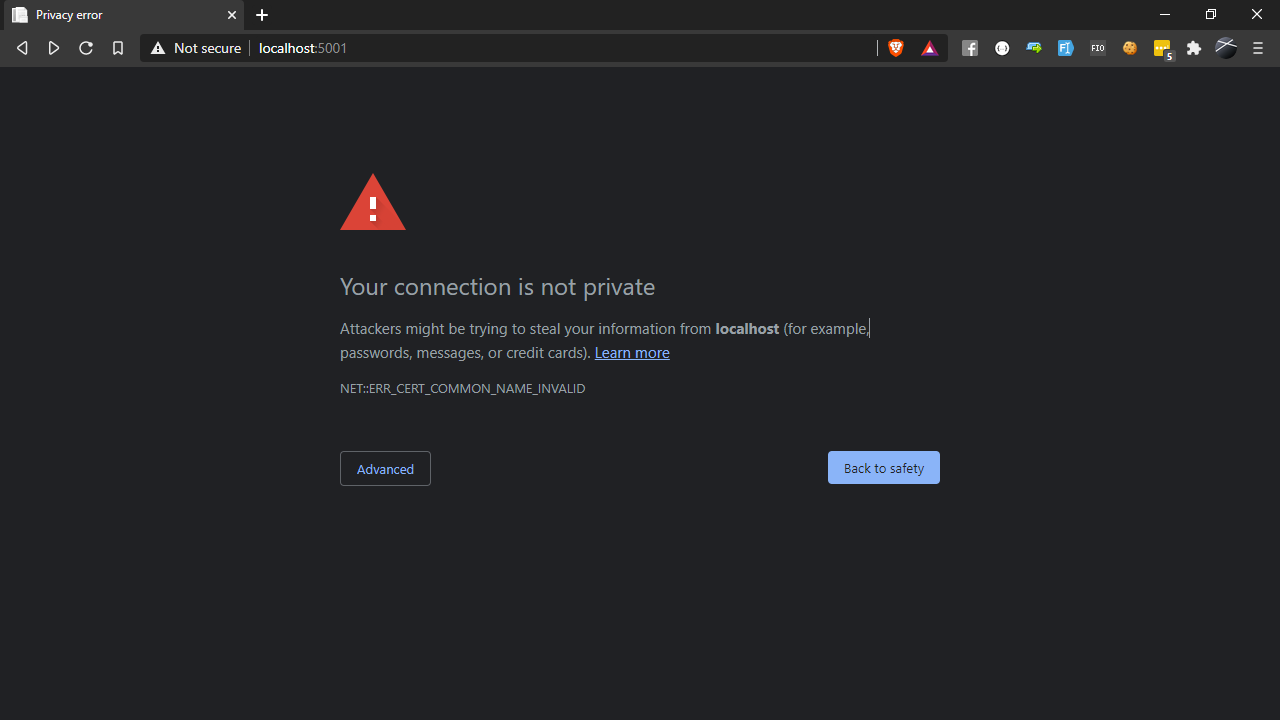 Screenshot of a browser privacy error message