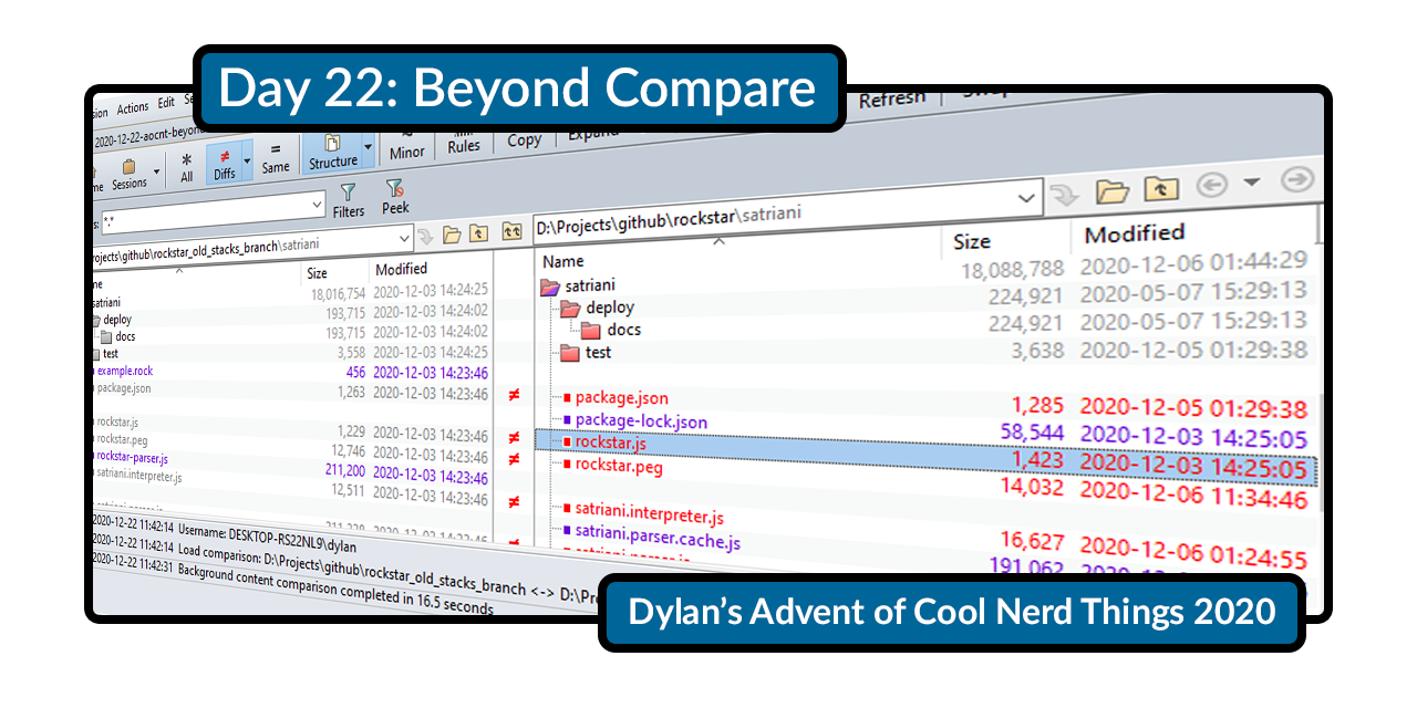 Dylan's Advent of Cool Nerd Things Day 22 Beyond Compare