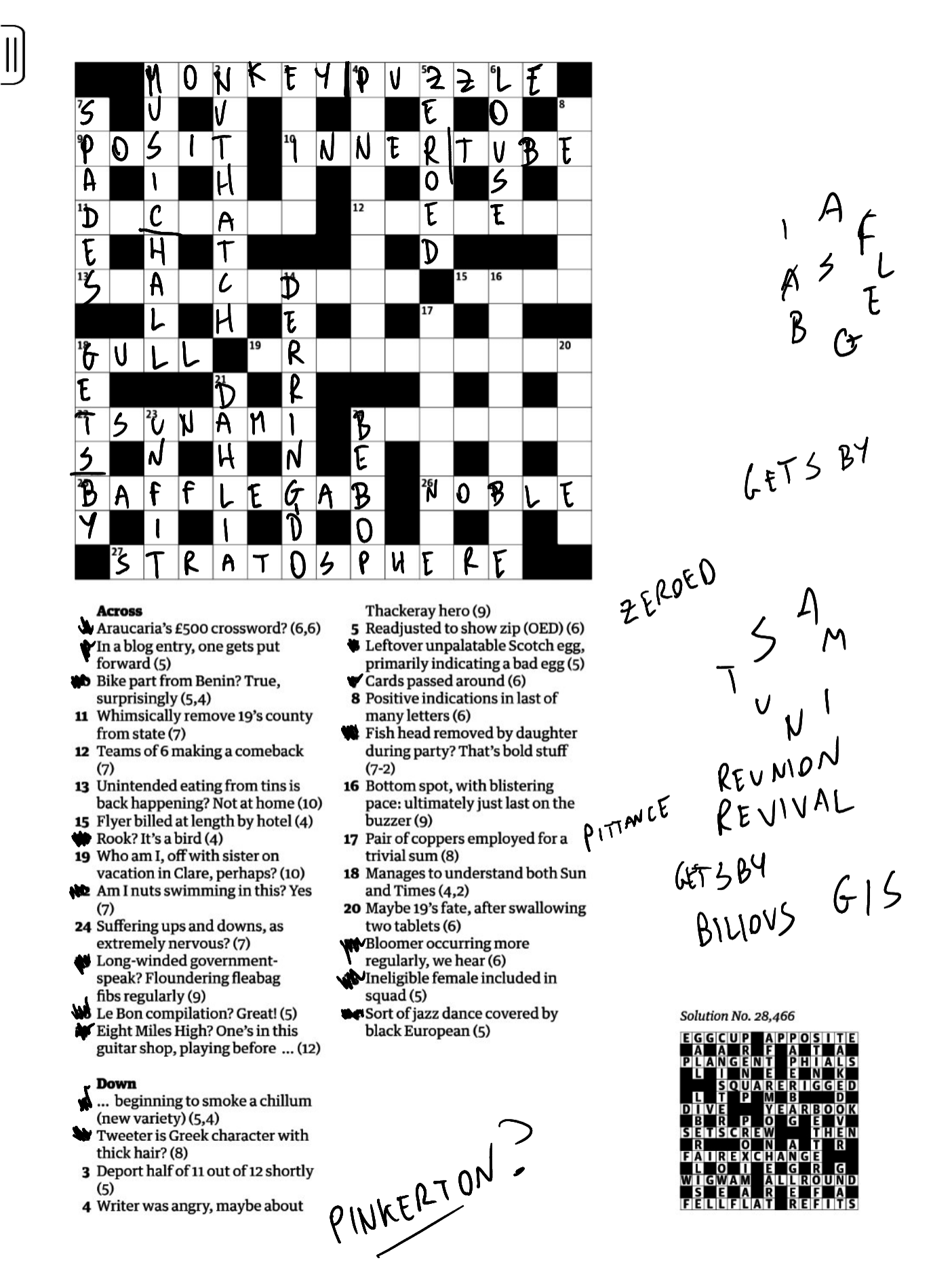 Doing the Guardian cryptic crossword using the Notes app on the ONYX BOOX Note Air tablet
