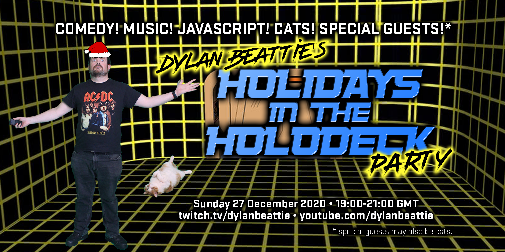A poster for Dylan Beattie's livestreamed Christmas party
